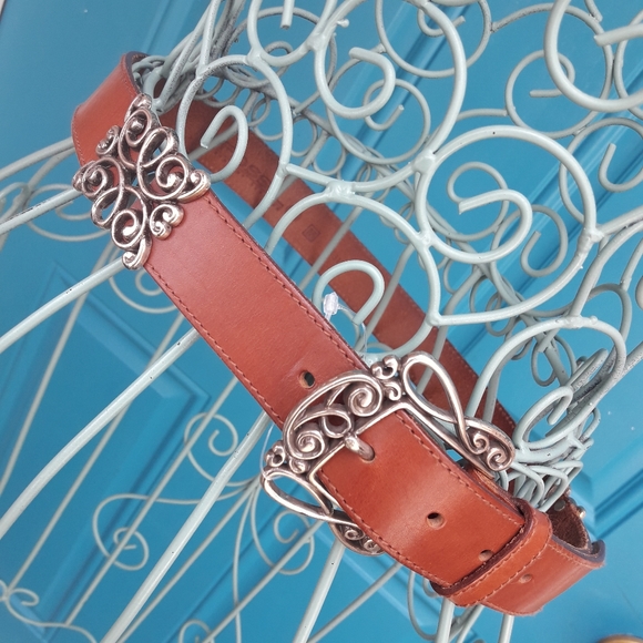 Genuine Leather Belt Boho Silver Metal Belt Buckle Ornate Studded Belts Fossil M - Picture 5 of 13